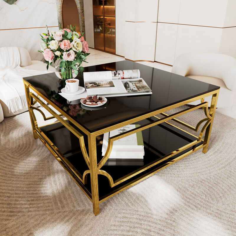 Lofnip Square Glass Coffee Table image number 5