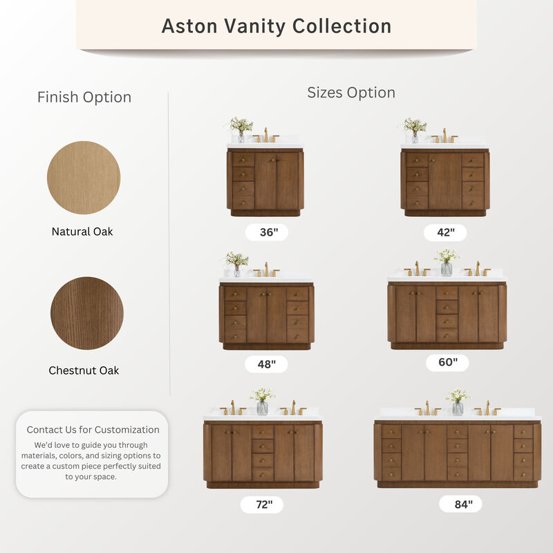 Aston 72 inch Bath Vanity Set in Chestnut Oak Finish with Alpine White Quartz Top image number 8
