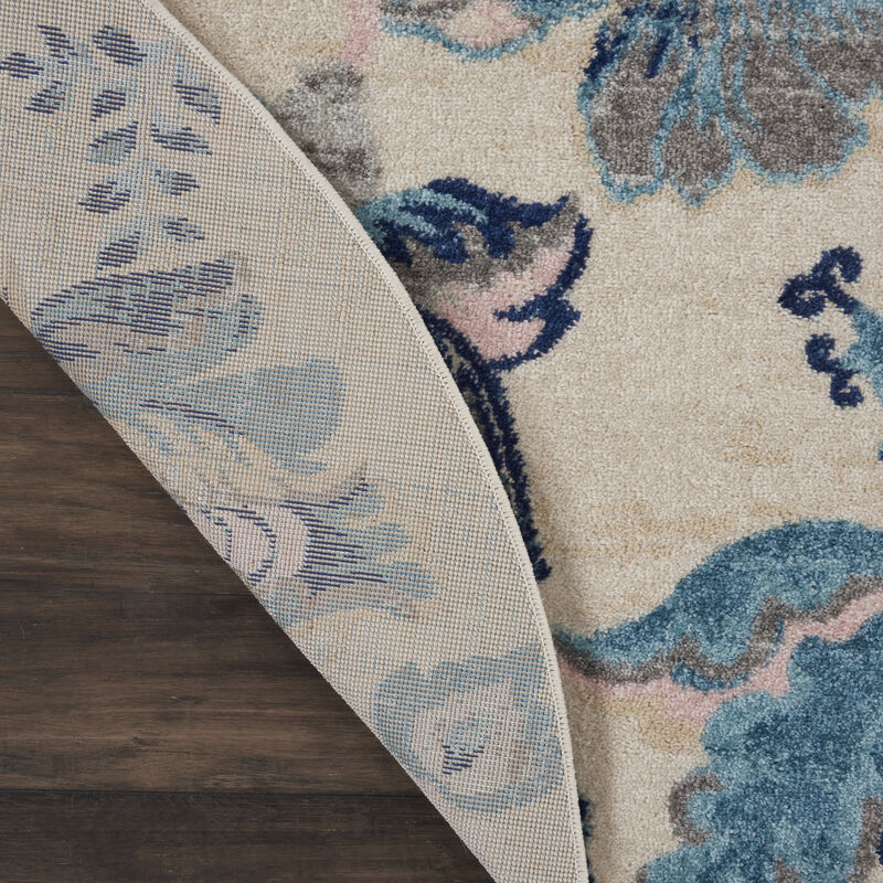 Tranquil TRA02 Ivory/Light Blue 5'3" x Round Rug image number 1