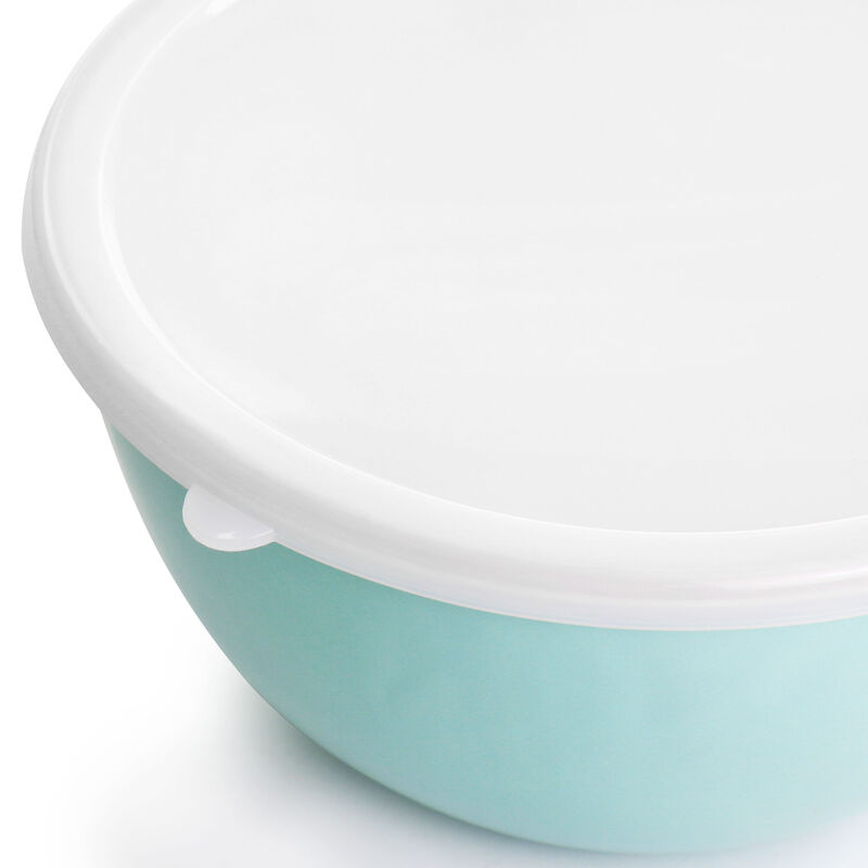 Martha Stewart 6 Piece Enamel Mixing Bowl and Lid Set in Turquoise
