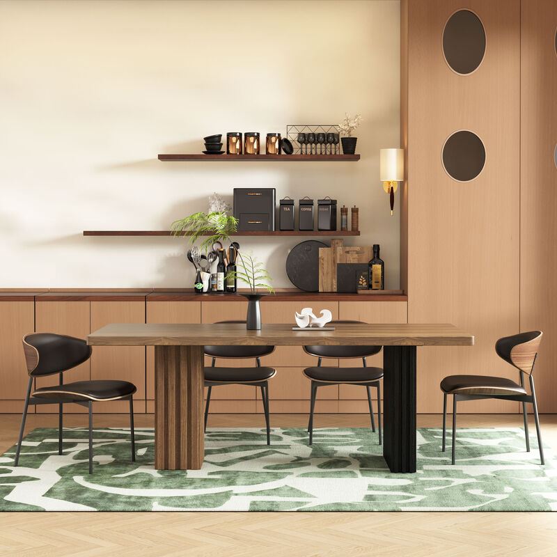 Wooden Dining Table with Brown & Black Wooden Legs 70.8" Brown