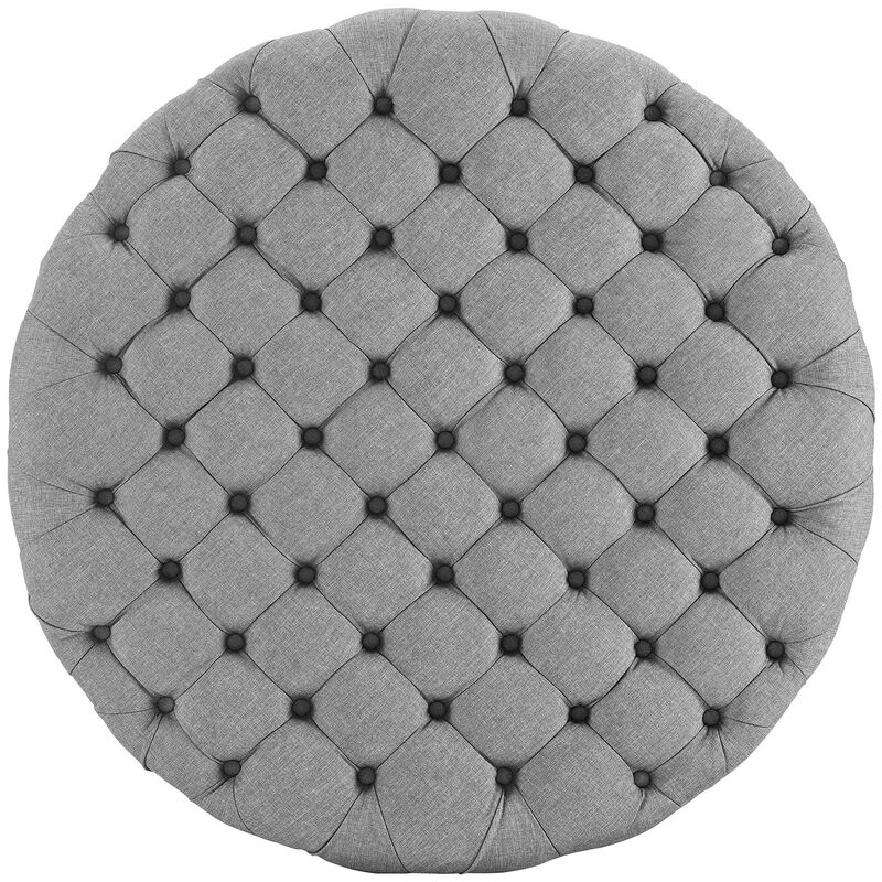 ModwayEEI-2225-LGRAmourFabric Upholstered Button-Tufted RoundOttomanLight Gray image number 4
