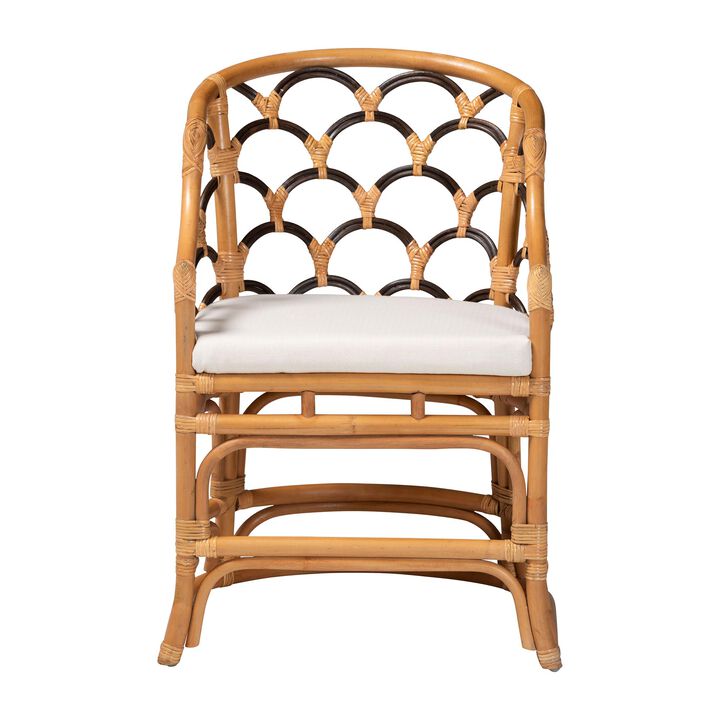 bali & pari Veneto Natural Rattan Dining Chair with Scalloped Back