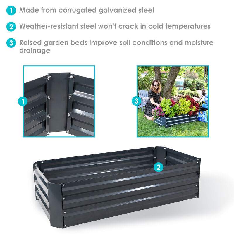 Sunnydaze Galvanized Steel Rectangle Raised Garden Bed