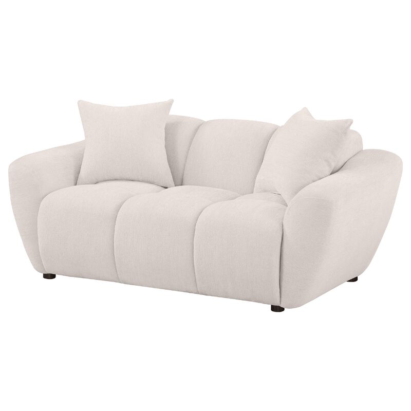 Decy Loveseat, 2 Pillows, Greige Chenille, Wide Grid Tufted, 72 Inch image number 5