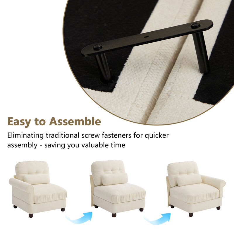 Juspep Mid Century Modern Chenille 3‑Seater Modular Sofa image number 7