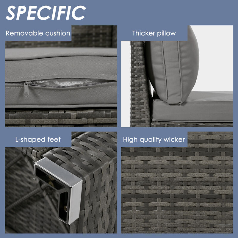 Whisen Modern Style Outdoor Half-moon Patio Sofa Set, 9-Pieces Round Sofa Set - Blue