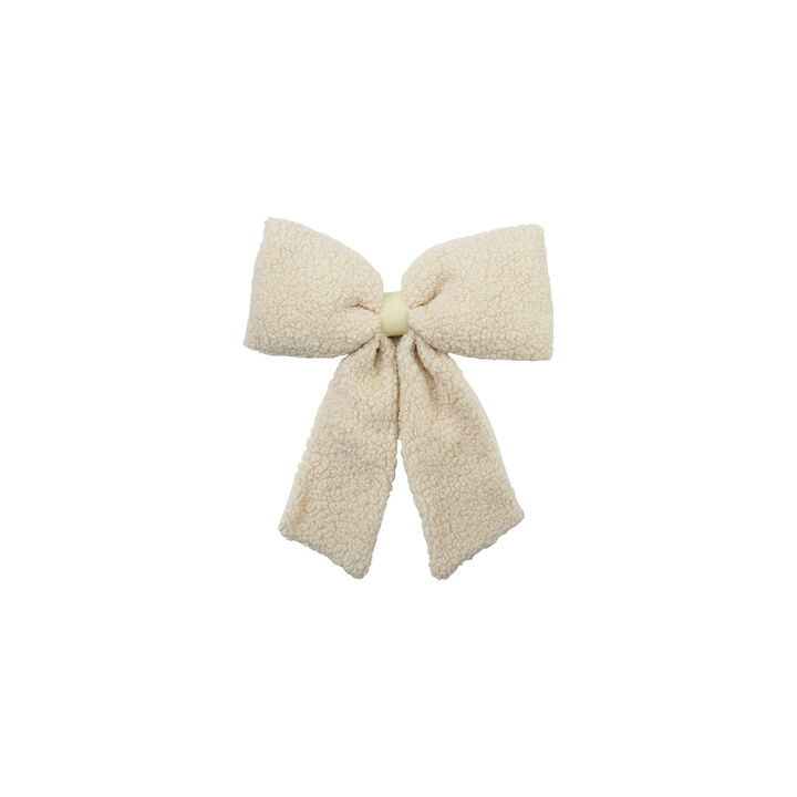 Blush Faux Sherpa Clip-On Bow with Iron Detail