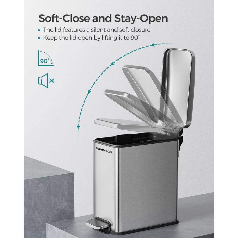 Small Garbage Can with Lid &ndash; 2.6-Gallon Capacity, Great for Bathrooms, Apartments, or Corner Spaces