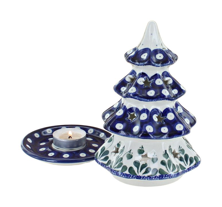 Blue Rose Polish Pottery Athena Medium Christmas Tree Luminary