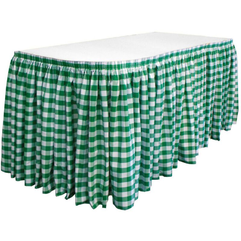Plaid Checkered Table Skirt with 10 L-Clips for Parties and Banquet Tables image number 0