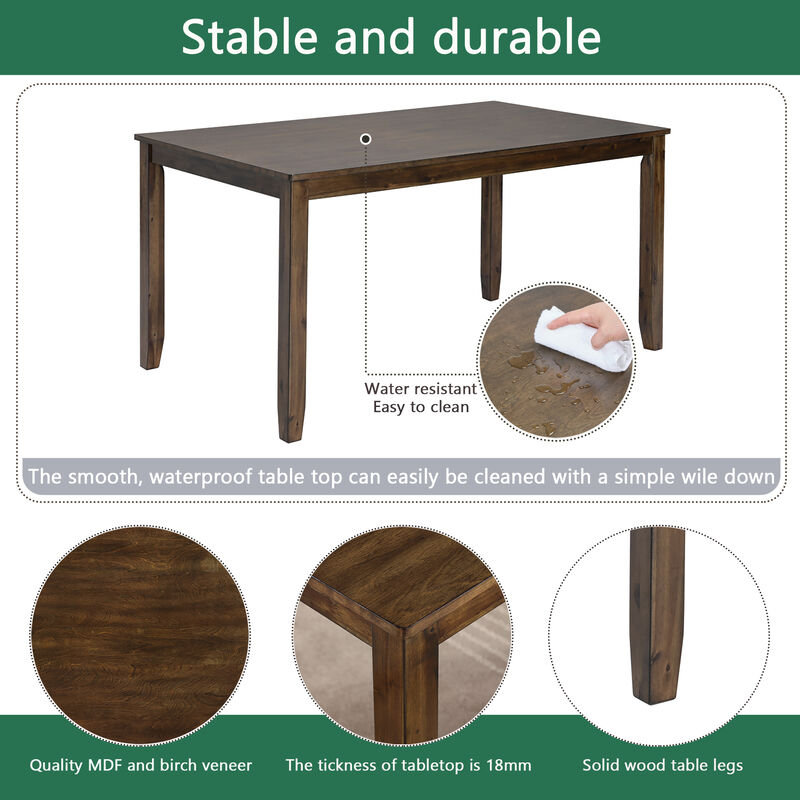 Caxmaf Farmhouse 6‑Piece Wooden Dining Table Set image number 4