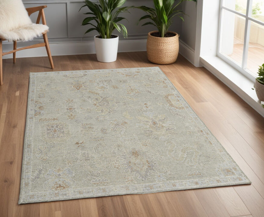 HomeRoots Wool Floral Hand Knotted Area Rug