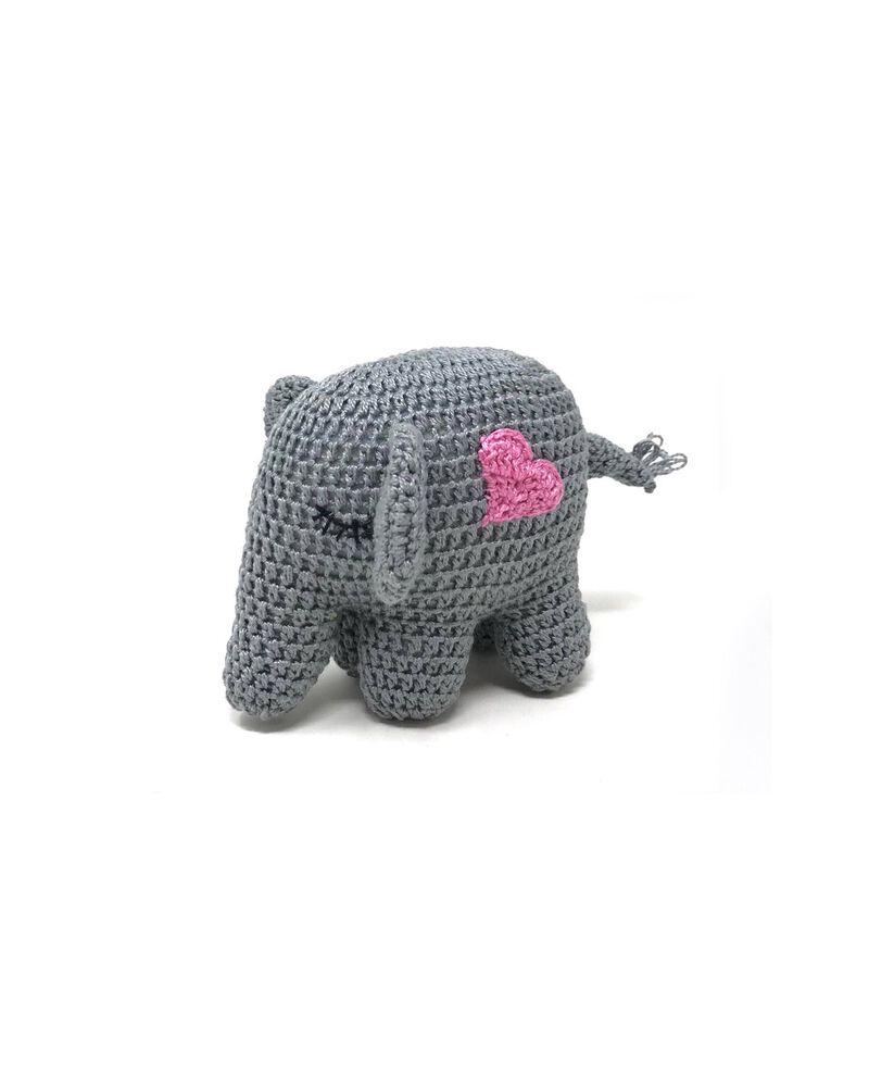 Crochet Elephant with Pink Heart image number 0
