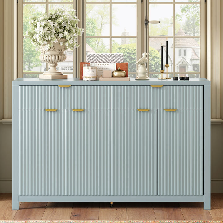 Merax Modern Wave-Pattern Sideboard Cabinet with 2 Drawers and 4 Doors