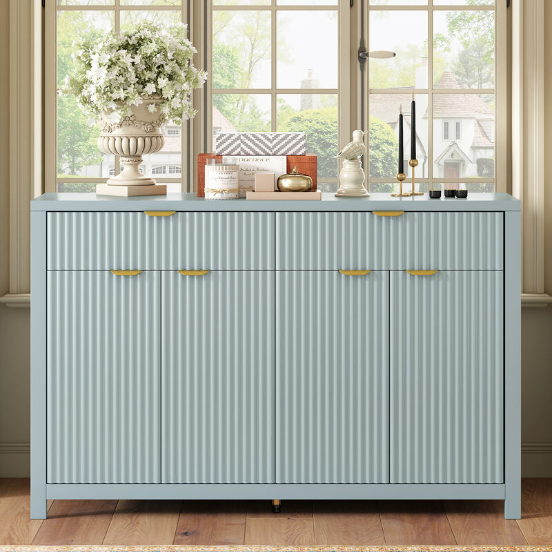 Merax Modern Wave-Pattern Sideboard Cabinet with 2 Drawers and 4 Doors