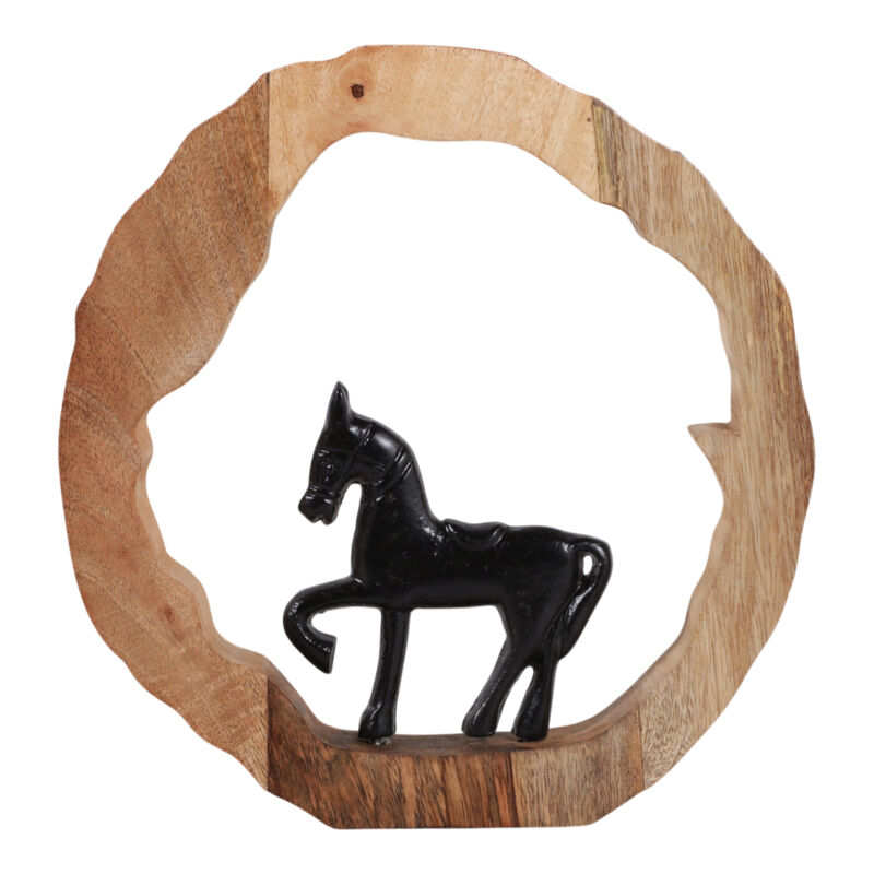 11x11 Horse In Wood Round image number 0