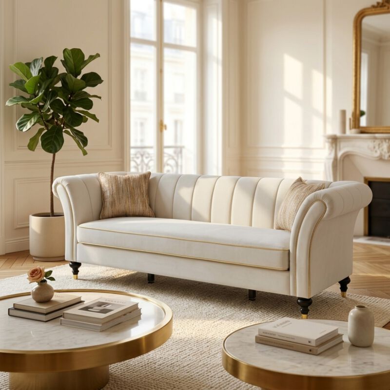 Nixbix Velvet 3‑Seater Chesterfield Sofa image number 4