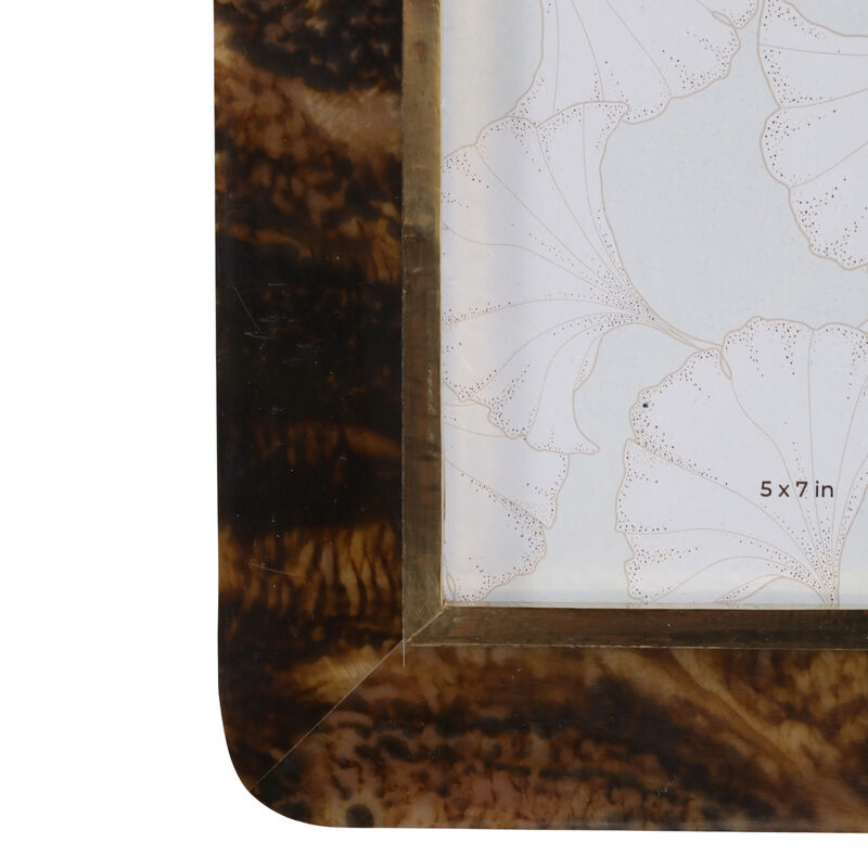 5x7" Brass Border Tortoise Look Photo Frame, Brown image number 4
