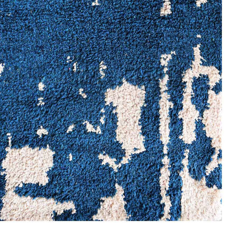 Rugsotic Carpets Hand Knotted Silk 6'x9' Area Rug Abstract Blue Beige NS1230