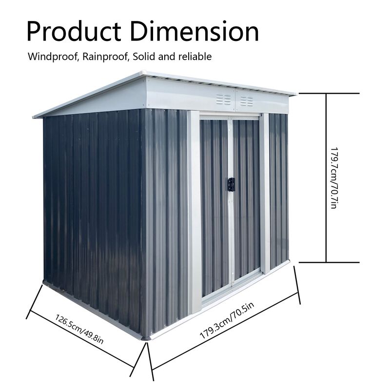 MONDAWE Outdoor Storage Sheds 6FTx4FT Pent Roof with Aluminum Alloy Frame
