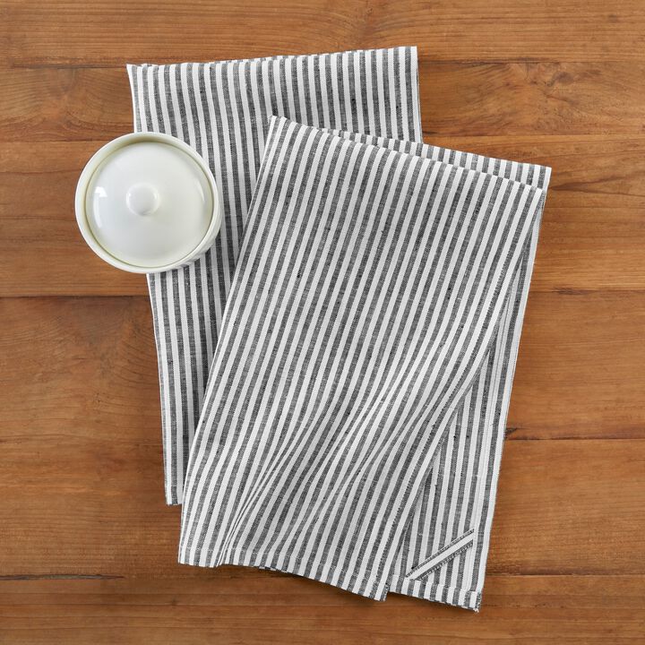 Linen Kitchen Towels - Narrow Stripe