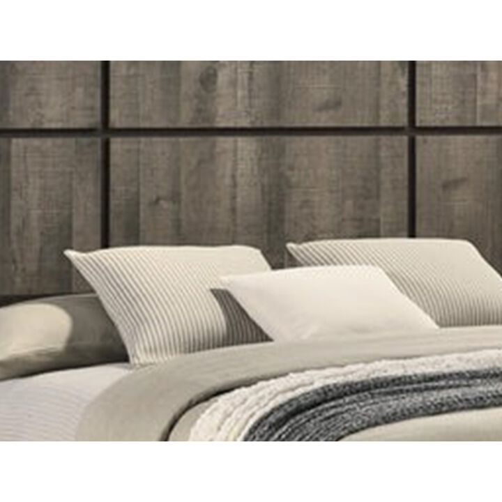 Ruthe Queen Panel Bed with Horizontal Trim Lines, Gray Grained Wood