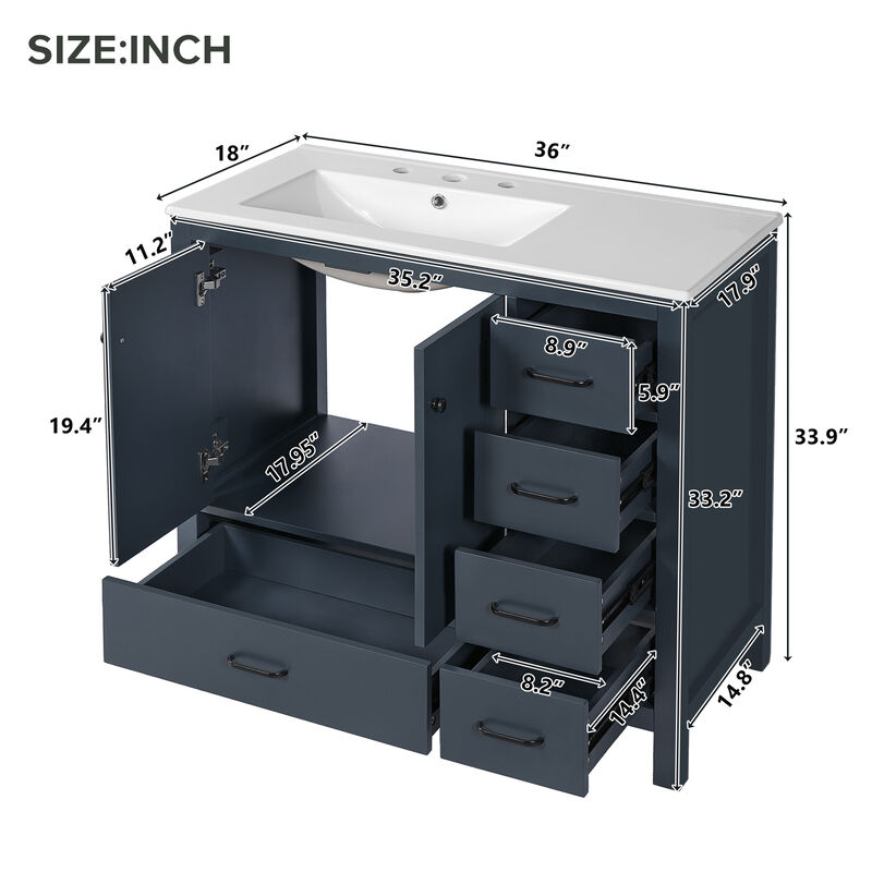 Merax Bathroom Vanity with Ceramic Sink Combo