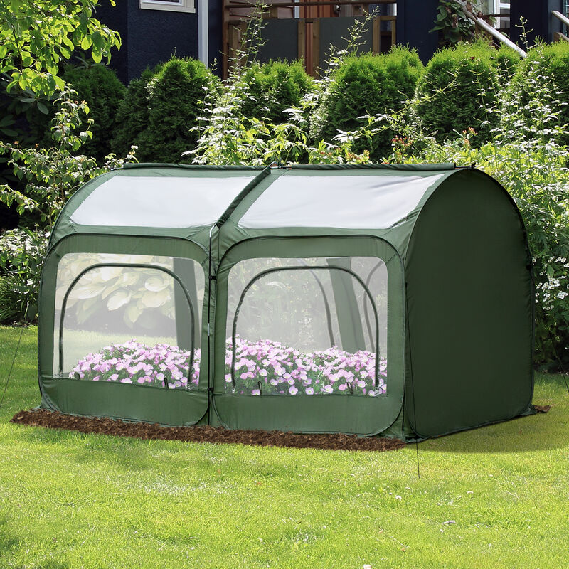Instant 8' x 4' Backyard Pop-up Greenhouse, Portable, 4 Zipper Doors, PVC Herbs