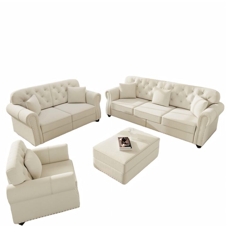 Rimhes Velvet Chesterfield Sofa Set