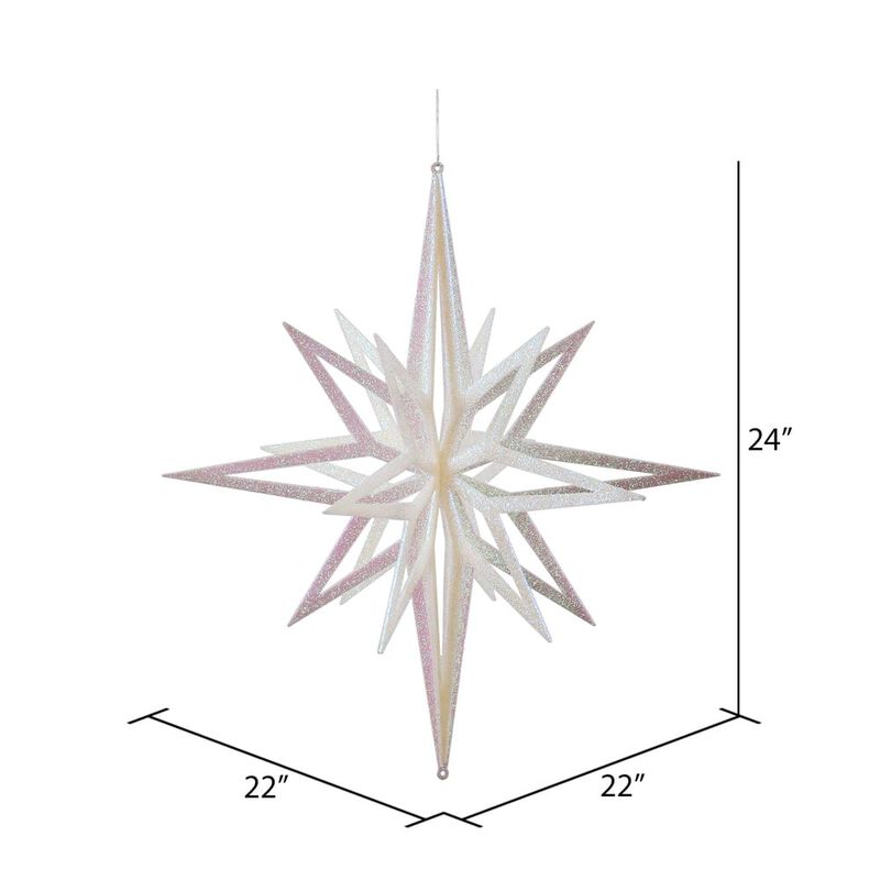 Vickerman 24" White Iridescent Star Christmas Ornament image number 1