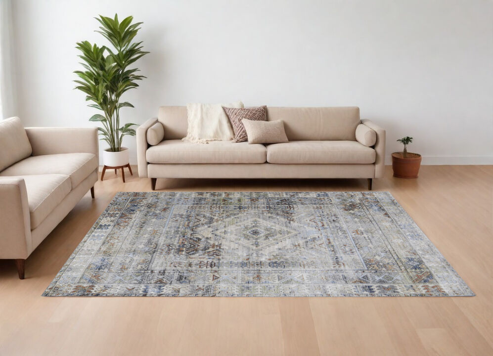 HomeRoots Abstract Power Loom Worn Faded Area Rug