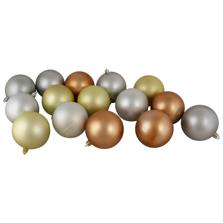 32ct Silver  Gold and Almond Shatterproof 2-Finish Christmas Ball Ornaments 3.25" (80mm)