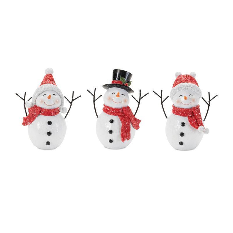 Holiday Snowman Figurines (Set of 3) – Festive Christmas Tabletop Decorations for Mantel, Shelf, or Winter Centerpieces