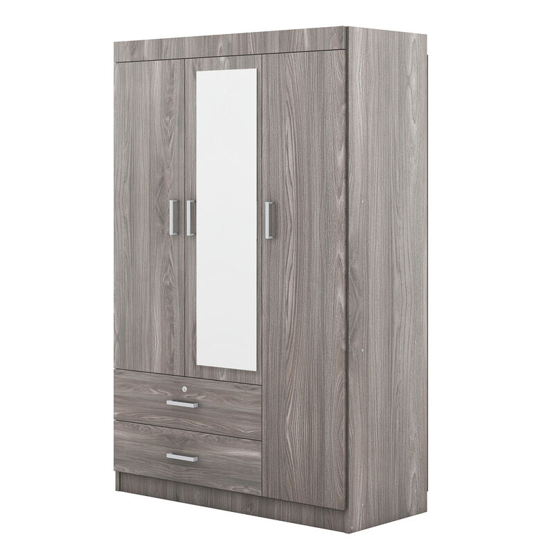 Merax 3-Door Mirror Wardrobe with Shelves