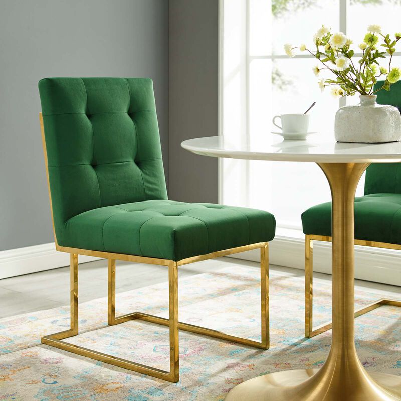 Privy Gold Stainless Steel Performance Velvet Dining Chair image number 7