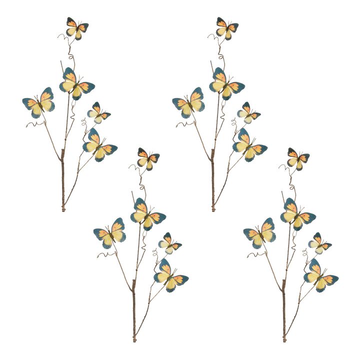 Whimsical Butterfly Twig Sprays Set of 4 for Spring Decor and Floral Arrangements