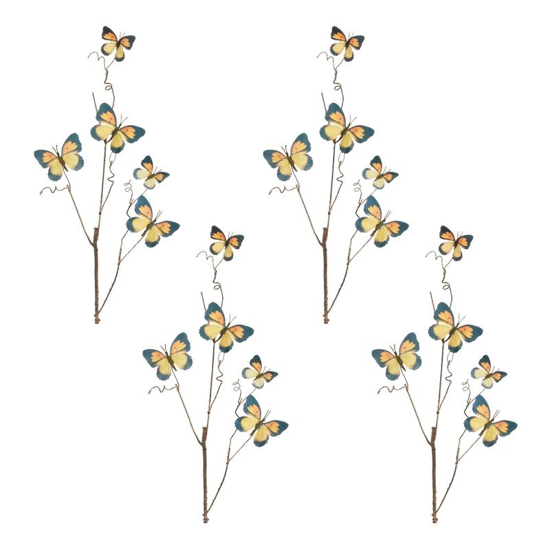 Whimsical Butterfly Twig Sprays Set of 4 for Spring Decor and Floral Arrangements