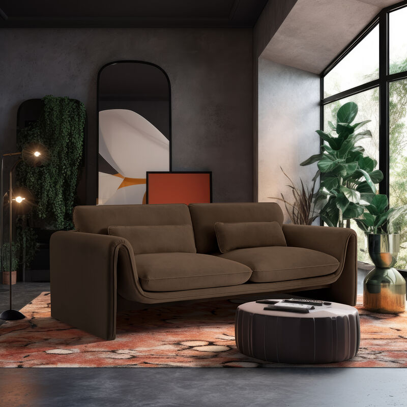 Meridian Furniture Sloan Brown Velvet Fabric Sofa image number 1