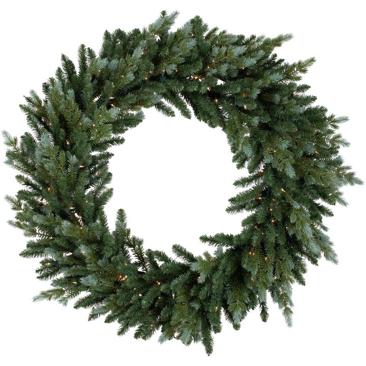 Pre-Lit Blue Spruce Artificial Christmas Wreath  48-Inch  Clear Lights