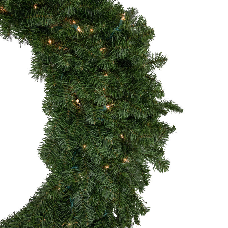 Pre-Lit Canadian Pine Artificial Christmas Wreath  48-Inch  Clear Lights