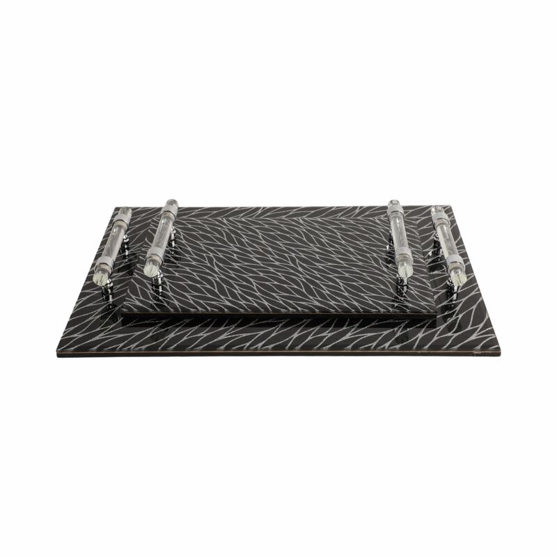 S/2 12/16" Sparkly Glass Trays image number 4