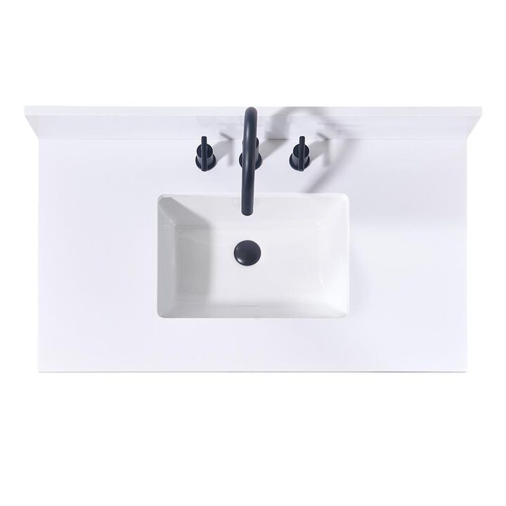 Altair 37. in Composite Stone Vanity Top in Snow White with White Sink