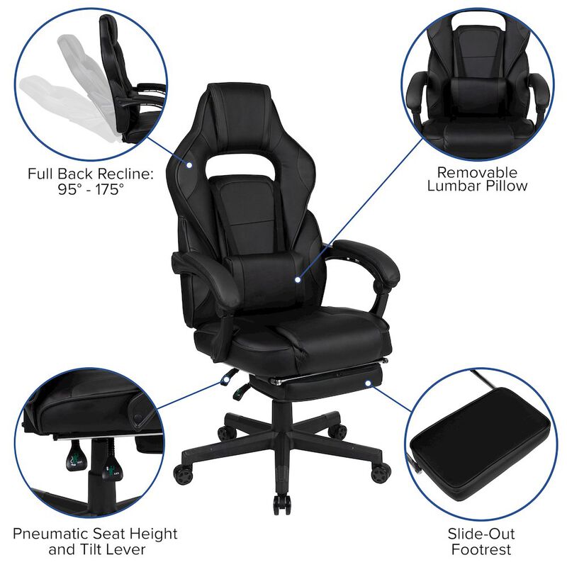 Flash Furniture X40 Gaming Chair Racing Computer Chair - Black/Purple image number 2
