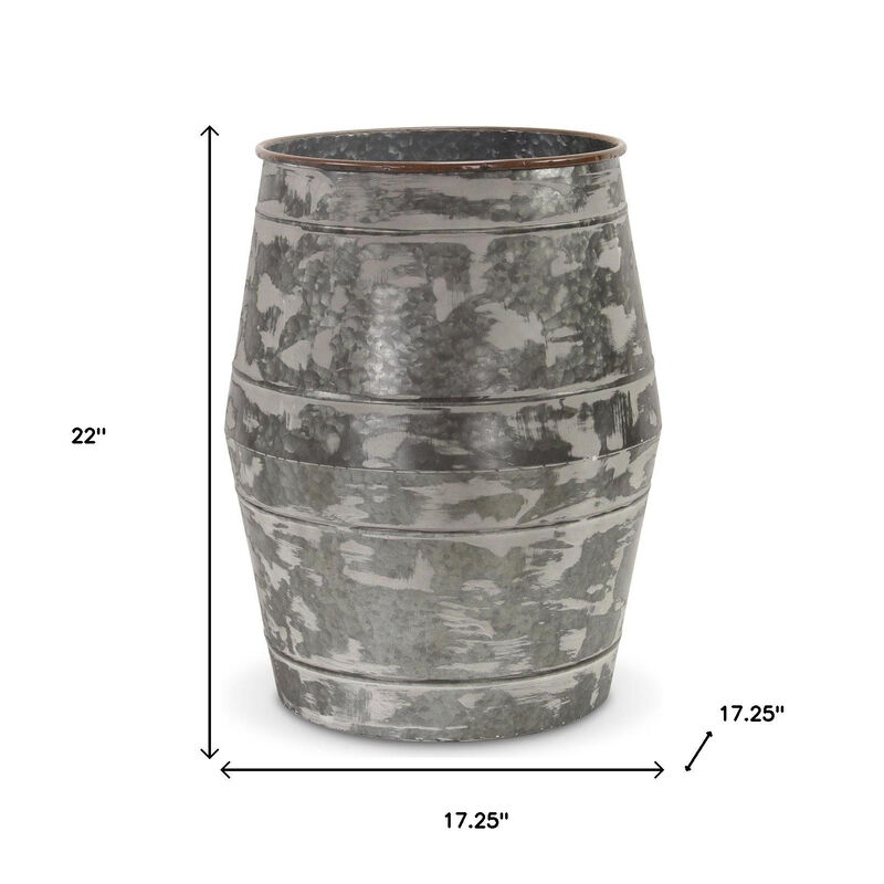 HomeRoots Set of Two Gray Galvanized Metal Cylinder Floor Vases image number 6