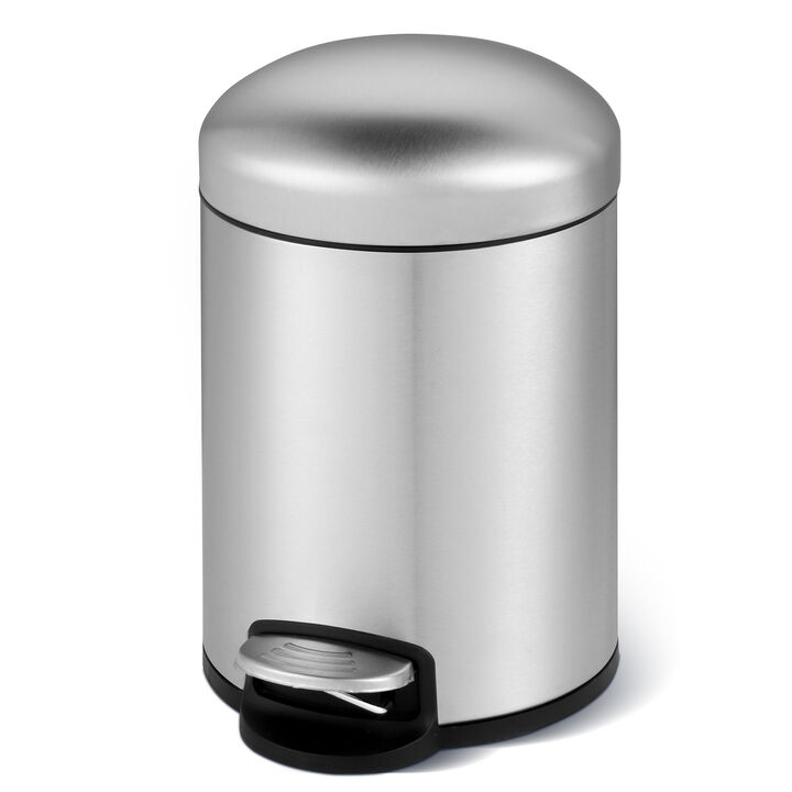 1.32 Gal./5 Liter Stainless Steel Round Step-on Trash Can for Bathroom and Office