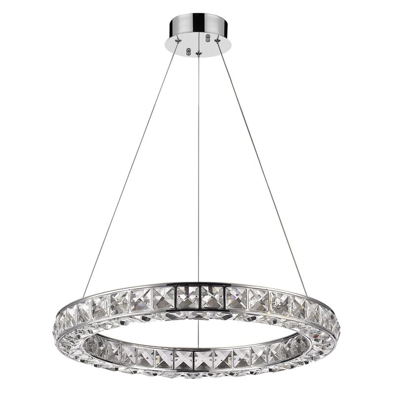 Hivvago Silver Faux Crystal Bling Ring LED Hanging Light