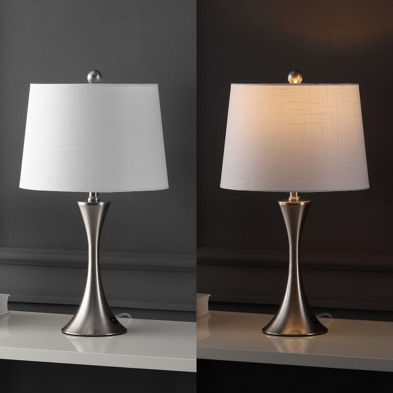 Bennett Modern Glam Iron Hourglass LED Table Lamp with USB Charging Port