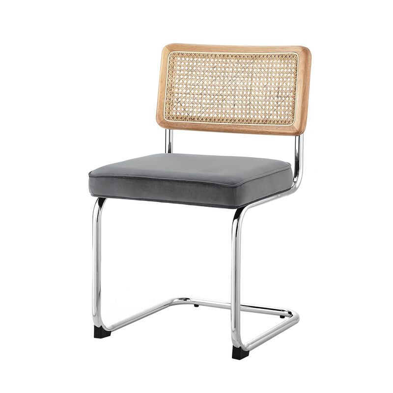 Set of Two Upholstered Velvet Dining Side Chairs