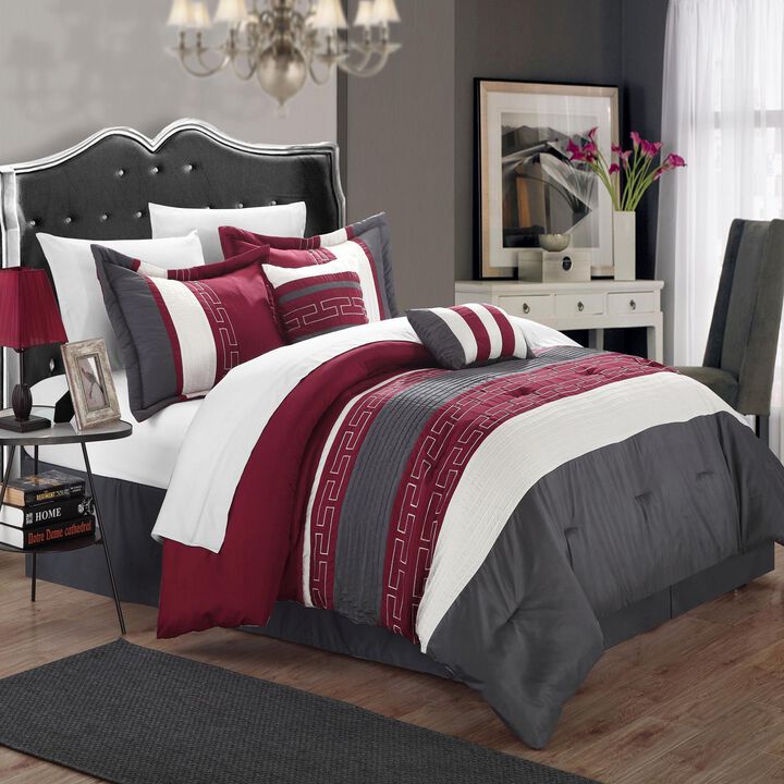 Chic Home Carlton Comforter Bed In A Bag Set - Queen 86x86, Burgundy
